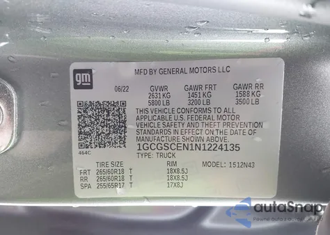 2022 Chevrolet Colorado 2Wd Short Box Lt z USA, uszkodzony, nr VIN 1GCGSCEN1N1224135